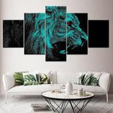 tableau lion aux yeux rouges