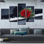 tableau moderne rose sur le piano