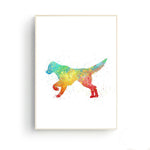 tableau abstrait chien rouge et vert