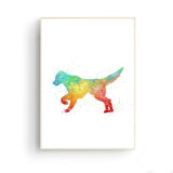 tableau abstrait chien rouge et vert