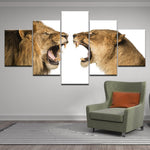 tableau lion et lionne sur fond blanc