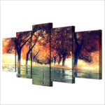 tableau rangée arbres oranges