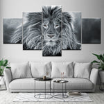 tableau lion mystique métallisé