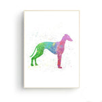 tableau abstrait chien rouge et vert