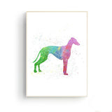 tableau abstrait chien rouge et vert