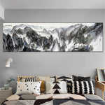 tableau peinture montagne et cascade