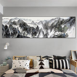tableau peinture montagne et cascade