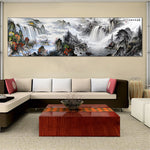 tableau peinture montagne et cascade