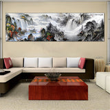 tableau peinture montagne et cascade