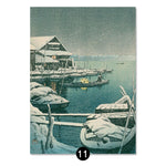 Affiche port japonais sous la neige