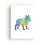tableau abstrait chien rouge et vert