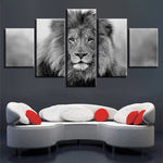 tableau photo lion en noir et blanc
