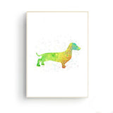 tableau abstrait chien rouge et vert