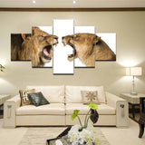 tableau lion et lionne sur fond blanc