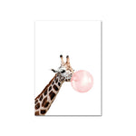 tableau girafe bulle rose