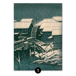 tableau maisons enneigées japonaises