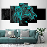 tableau lion aux yeux rouges