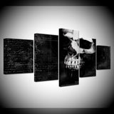 The black skull 5 Panel/piece HD Print modern art painting 