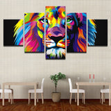 tableau peinture colorée lion