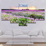 tableau champ de fleurs violettes