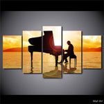 tableau pianiste coucher de soleil
