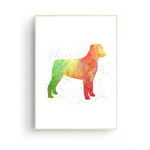 tableau abstrait chien rouge et vert
