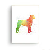 tableau abstrait chien rouge et vert