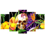 tableau Skull et fleurs