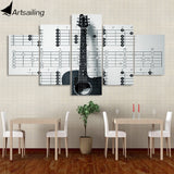 Tableau guitare noire et partition