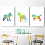tableau abstrait chien rouge et vert