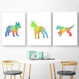tableau abstrait chien rouge et vert
