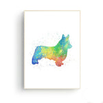 tableau abstrait chien rouge et vert