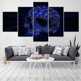 tableau crâne lumière bleue