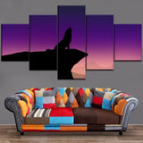 tableau ombre loup ciel rose