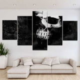 The black skull 5 Panel/piece HD Print modern art painting 