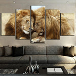 tableau deux lions amoureux
