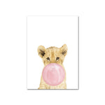 tableau lionceau bulle rose
