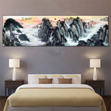 tableau peinture montagne et cascade