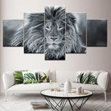 tableau lion aspect métallisé