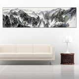 tableau peinture montagne et cascade