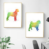 tableau abstrait chien rouge et vert