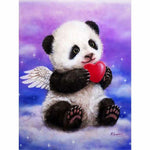 tableau panda mignon et cœur