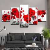 tableau fleurs rouges noir et blanc