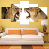 tableau lion et lionne sur fond blanc