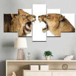 tableau lion et lionne sur fond blanc