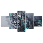 tableau tigre gris taches bleues