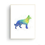 tableau abstrait chien rouge et vert