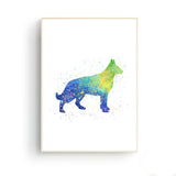 tableau abstrait chien rouge et vert