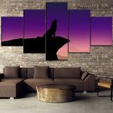 tableau ombre loup ciel rose