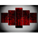 tableau ombre arbre lune rouge